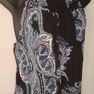 Black spaghetti strap top with Paisley print